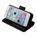 Wholesale iPhone 5C Simple Flip Leather Wallet Case (Black)